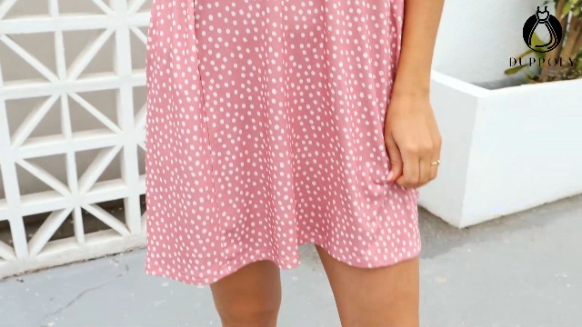 Duppoly T-Shirt Dress For Women – Casual Summer Swing Dress, Loose Pleated Tunic, Flowy Mini Dress