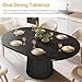 Tribesigns Oval Dining Table for 6 People, 55.11-Inch Farmhouse Kitchen Dinner Table with Cylindrical Pedestal (All Black)