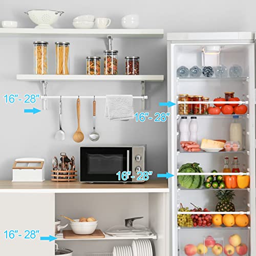 Aizesi 2Pcs White Tension Rod 16 To 28 Inch,Adjustable Spring Curtain Rod No Drilling,Spring Tension Rods For Window Diy Projects Cupboard Wardrobe Small Curtain Rods Short Tension Rod #TOP4