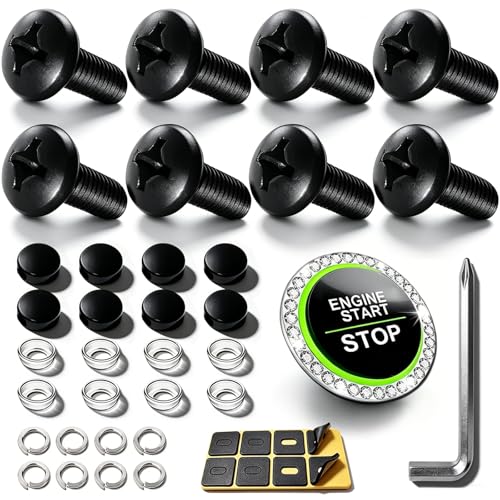 M5 License Plate Screws for BMW & Tesla - M5-0.8x8mm Black Stainless Steel Car Tag Bolts Rustproof Mechanical Fasteners Hardware with Caps