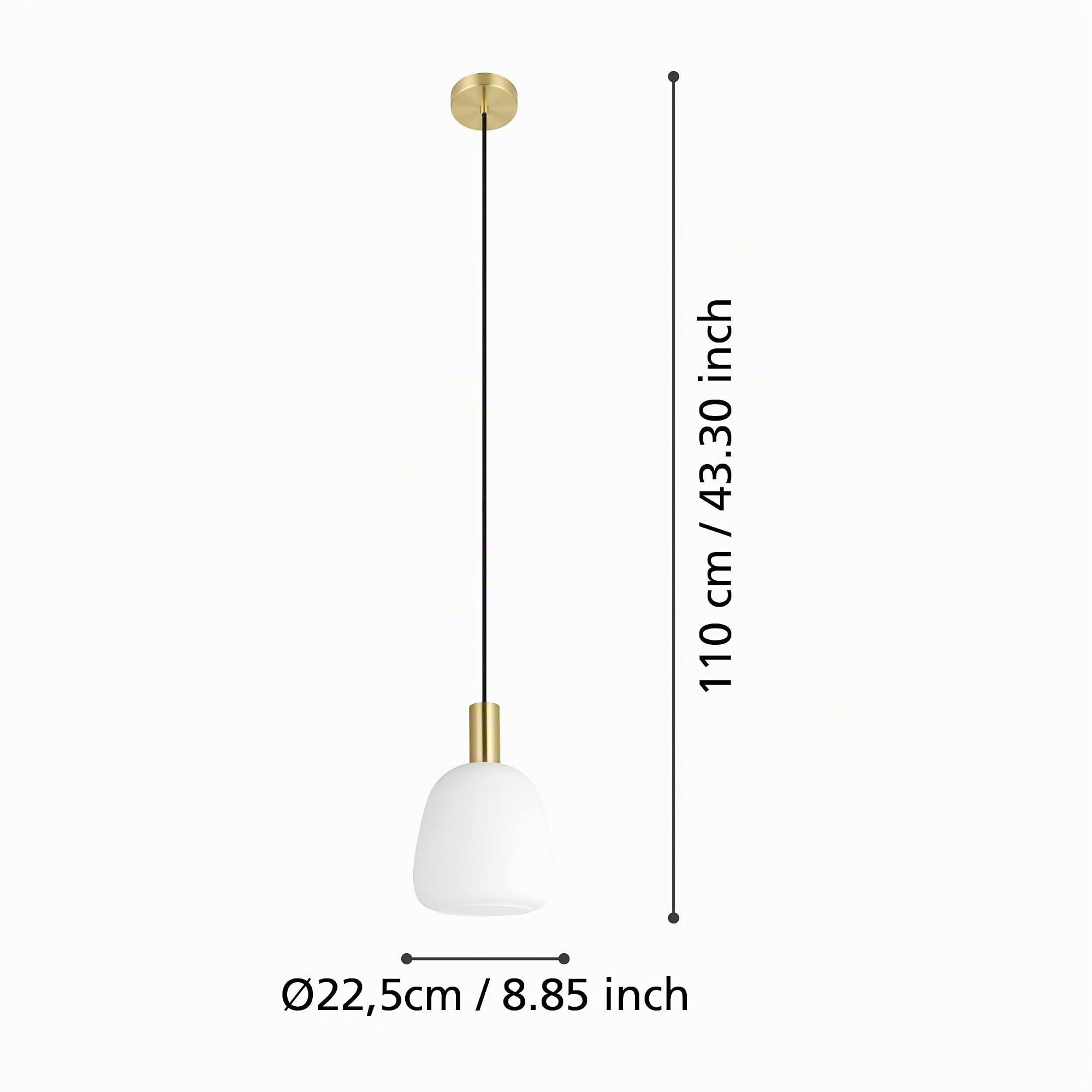 Eglo lampada a sospensione Manzanares, 1 fiamma, per tavolo | da pranzo, metallo ottone con sfere di vetro opalino bianco, attacco E27, Ø 22,5 cm