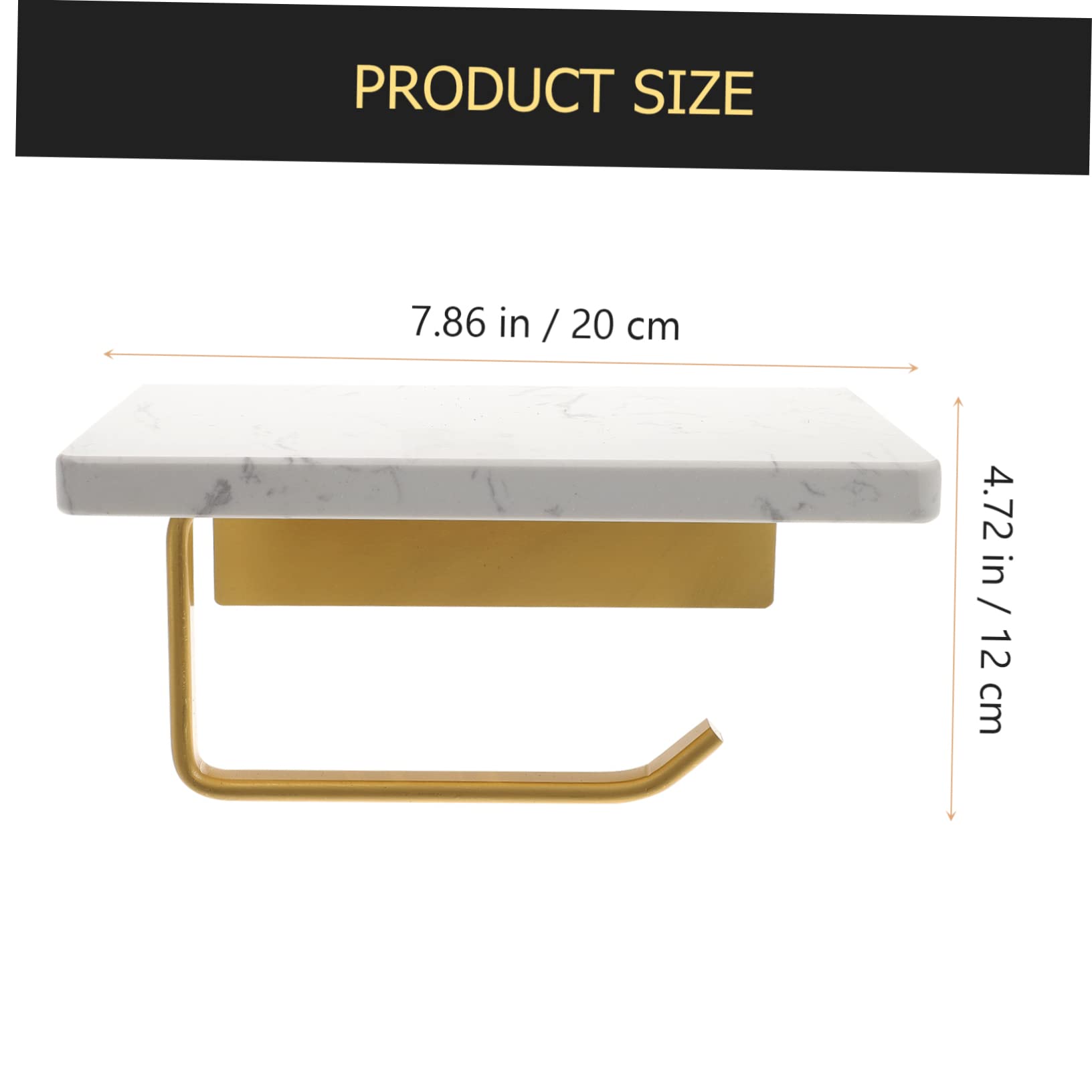 POPETPOP Portarrollos de Papel Higiénico de Mármol Blanco con Estante, Montaje en Pared, Fácil de Instalar, para Baño y Almacenamiento