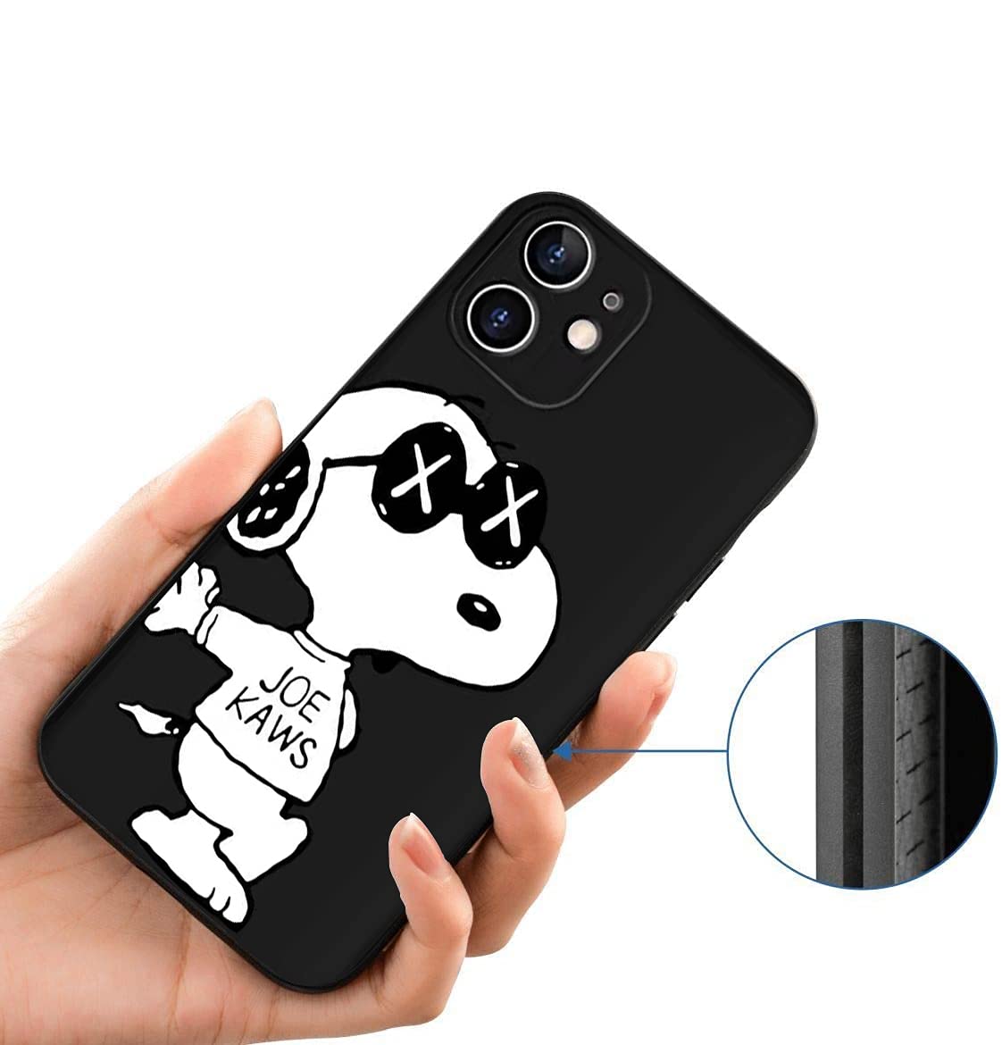 スヌーピー iphone12 (Black Joe Kaws) ケース ワイヤレス充電対応 耐