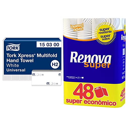 Papiers d'essuyage pliés en M Tork et rouleaux Renova pour une maison propre et accueillante
