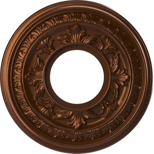Image of Ekena Millwork CMP10BACDC Baltimore Thermoformed PVC Ceiling Medallion (Fits Canopies up to 4 1 /4 inch), 10 inchOD x 3 1 /2 inchID x 3 /4 inchP, Metallic Dark Copper