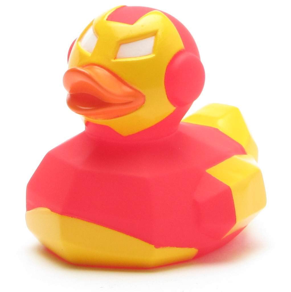 Duckshop I Red Star Rubber Duck with Squeaky Duck, L: 8.5 cm
