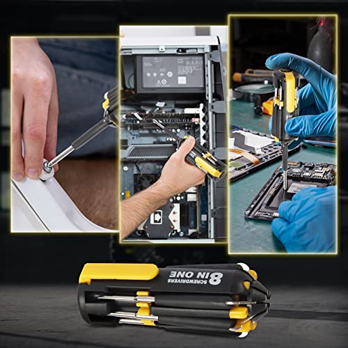 Image of 8 in 1 Multi-Functional Screwdriver Tool Set with Flashlight and Worklight for Household and Auto