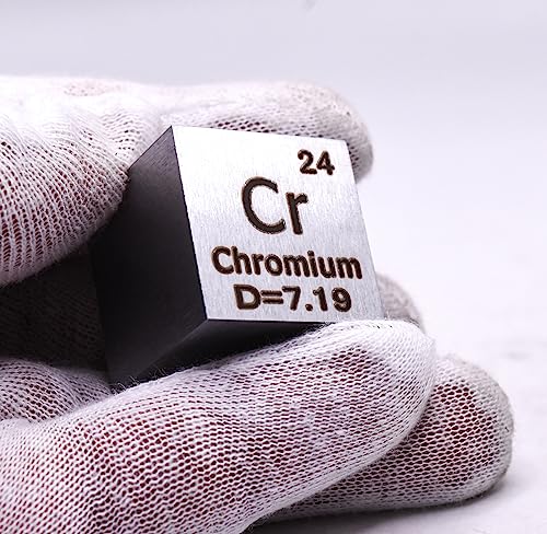 Image of 1 inch 25.4mm Chromium Metal Cube Cr up to 99.9% Pure Periodic Table Element Engraved Density Collection Science Education Display Block Cube + Acrylic Case Box - 1PC