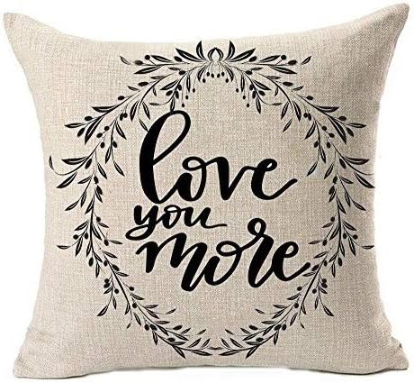 QINU KEONULove You More Bless This Nest Vine Wreath Olive Branch Cotton Linen Throw Pillow Case Cushion Square Cover Home Sofa Decorative 18 x 18 inch (B)