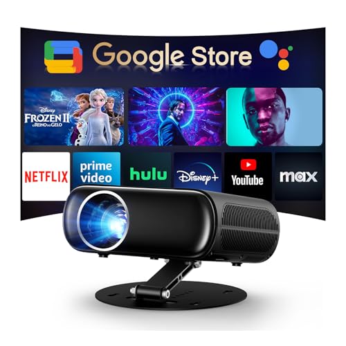 Image of [Built-in Apps/GoogIe TV/1000ANSI] Smart Projector 4K Supported with WiFi and Bluetooth, GoogIe Voice, Zoom&Keystone, 180°Stand, Goiaey C26 Portable Mini Projector for Outdoor Movie /Home Theater Use