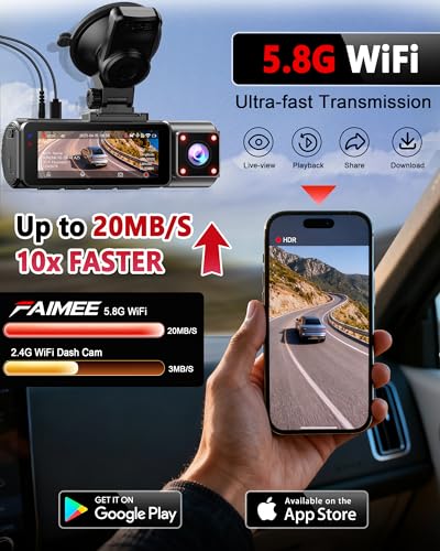Image of FAIMEE 4K Dash Cam Front and Rear, Night Vision, WDR, Free Card Included