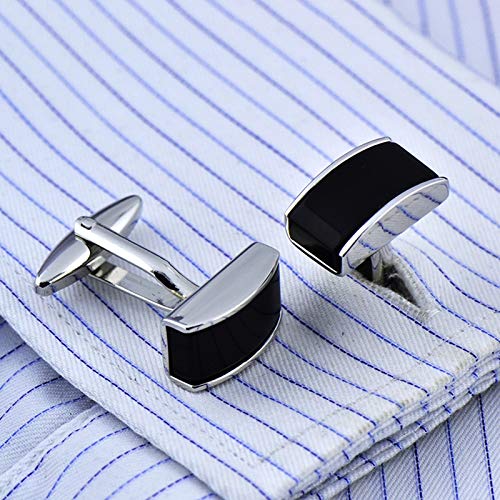 Mancuernillas KnBoB para hombre en plata y ágata negra miniatura 2
