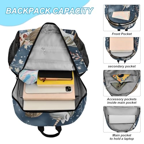 Backpack Lunch Bag Set for Travel Hiking Picnic, Watercolor Fairy Animal Print Backpacks with Insulated Lunch Box4