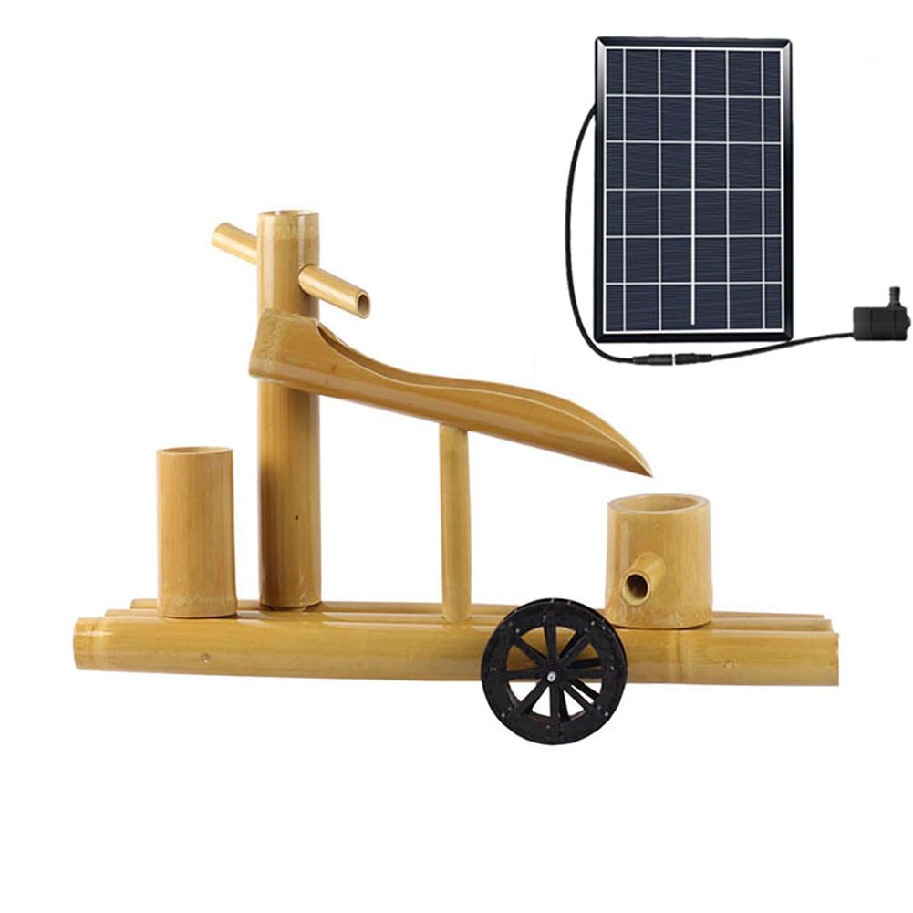 asdchZen Outdoor Water Fountain Solar Powered, Bamboo Fountain Kit With Pump, For Indoor Outdoor Backyard Lawn,23.6In,15.7in