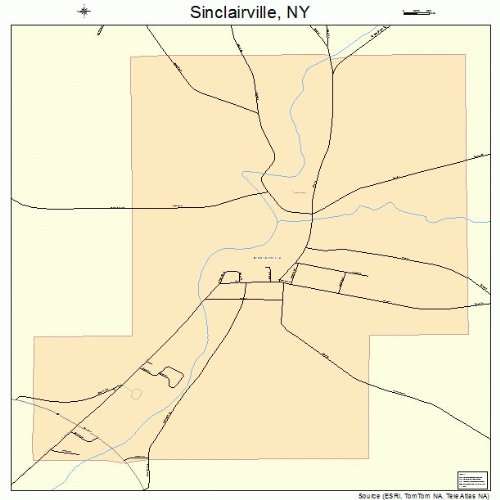 Large Street & Road Map of Sinclairville, New York NY Printed poster