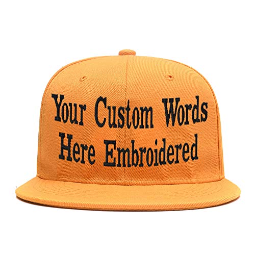 Custom Adjustable Snapback Cap Embroidered Your Team Player Name Numbers Text Light Orange