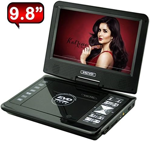 Portable DVD player 9.8inch balck with FM USB SD High Resolution Screen with rotation of 270 degree