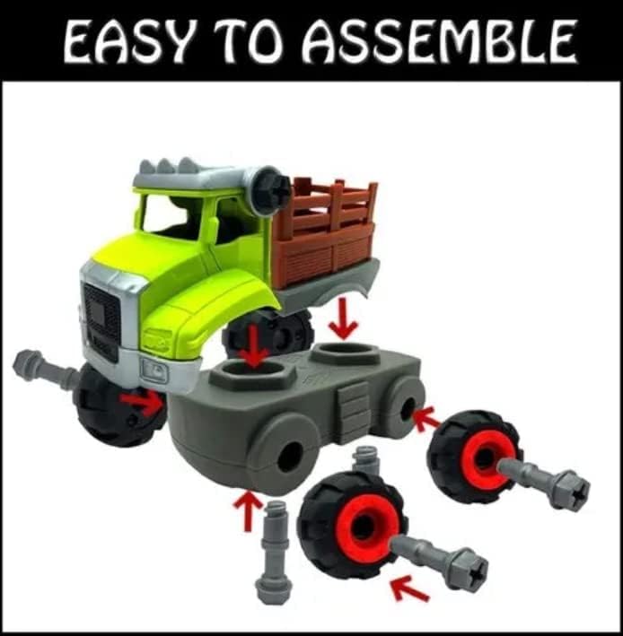 Image of Enterprise Unbreakable Pull Back Vehicles| Push and Go Crawling Toy for Kids & Children (Farm Vehicles-Green(C))