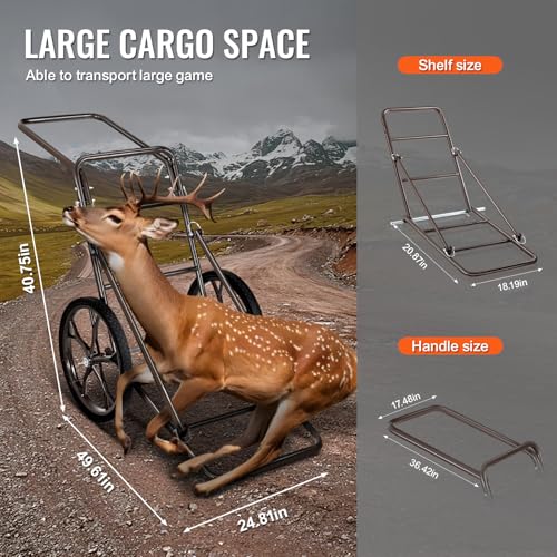 Vevor DEER CART 500 LBS 2 WHEEL Deer Cart, 500 Lbs Capacity Folding Game Cart thumb #3