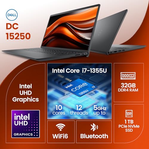 Image of Dell 15 Laptop DC15250 Touchscreen for Business & Student,13th Gen Intel Core i7-1355U (Up to 5.0GHz), 15.6 inch FHD, Windows 11 Pro, Copilot AI, WiFi 6 & BT(32GB RAM | 1TB SSD)