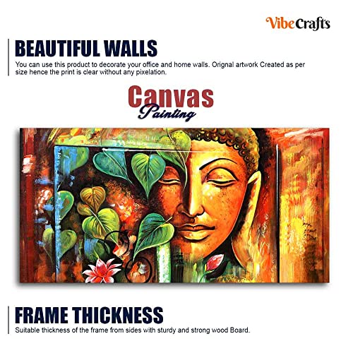 Image of VIBECRAFTS Canvas Paintings for Living Room Drawing Room Divine Gautam Buddha Face Canvas Wall Painting Fitted With Wooden Frame For Home | Office | Living Room | Gift (PTVCH 2493)
