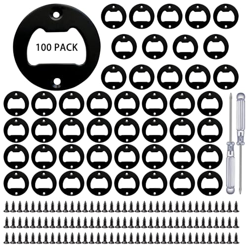 Bottle Opener Insert - 100 Sets Stainless Steel Inserts Kit with Screws Screwdriver for DIY Resin Mould Kit Hardware Parts Supplyblack)