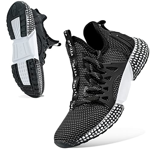 WETIKE Mesh Slip On Lightweight Athletic Shoes, Black Size 2.5 Little Kid