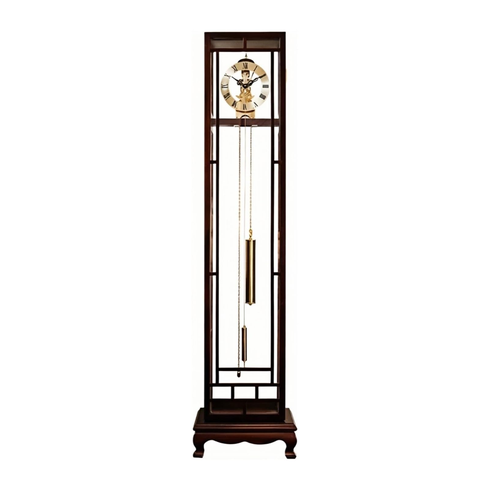 Kf2vBt7dP Chinese Style Floor Clock Wood Grandfather Clock Floor Mechanical Pendulum Retro Style Standing Grandfather Clocks(Red)