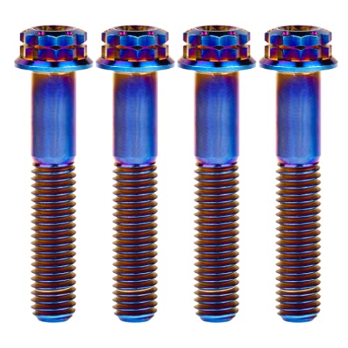 Image of Titanium Flange 12 Point Head M8 x15 20 25 30 35 40 45 50 55 60 65mm Screw Bolt Pack of 4 (M8x45mm, Burning Blue)