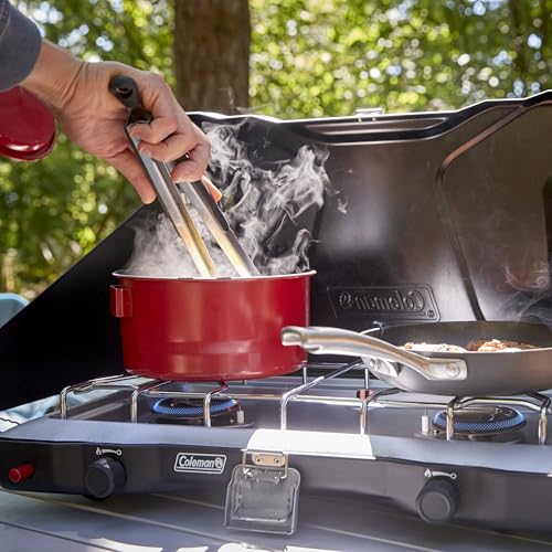 Coleman Triton+ 2-Burner Propane Camping Stove with InstaStart Ignition, Portable Camping Cooktop with 2 Adjustable Burners & Wind Guards, 22,000 BTUs of Power for Camping, Tailgating, Grilling - Image 6