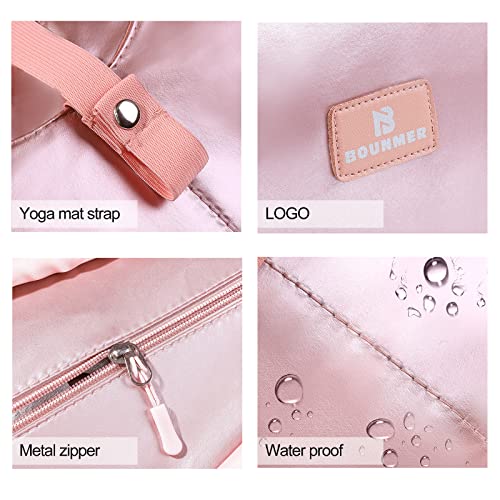 Bounmer Sports Gym Bag Travel Duffel Bag With Dry Wet Pocket And Shoes Compartment For Women, Large Waterproof Foldable Yoga Bag Weekend Bag For Beach Swim Pool Sports Gym (Rose Gold) #TOP4