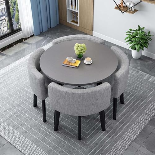 Générique Table à Manger avec 4 Chaises Ensemble Table et 4 Chaises Encastrables Carré Round...