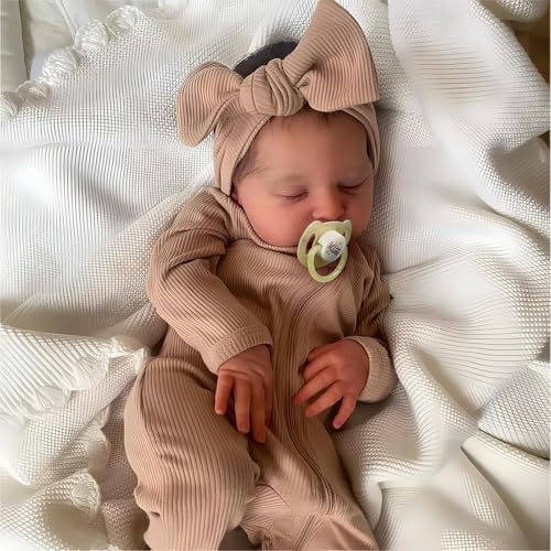 Muñeca Reborn de 20 pulgadas con cuerpo suave y ojos cerrados miniatura 6