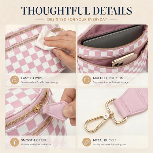 Image of Womens Crossbody Bag, Spacious Nylon Bum Bag Trendy Shoulder Purse with Adjustable Strap Zipped Travel Essentials