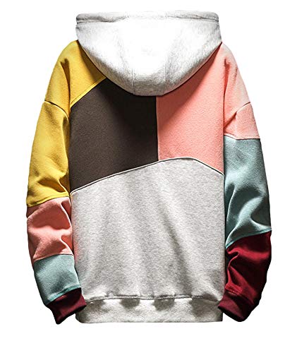 Men's Swagger Color Block Cotton Pullover Hoodies 5XXL Hip Hop Brushed Hooded Sweatshirt Outwear2