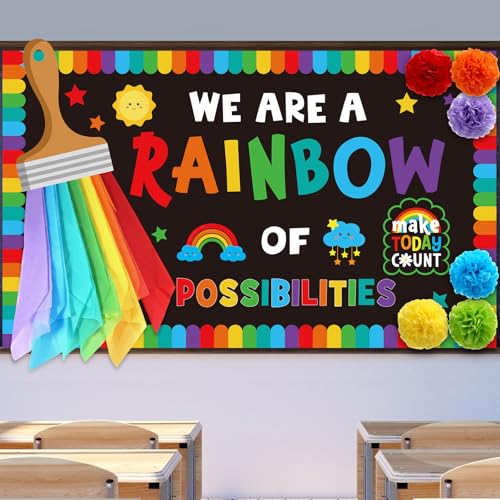 Décoration arc-en-ciel pour salle de classe et coin lecture dynamique de l'école
