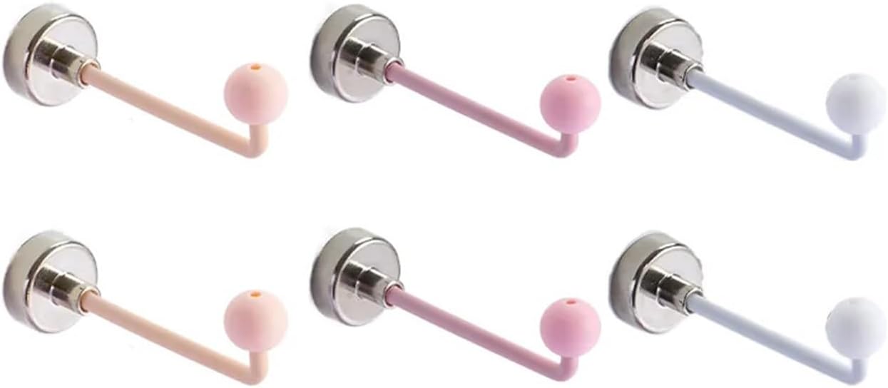 3/6 pcs Compatible for Magnetic L-Shaped Multifunctional Storage Rack, Silicone Colored Balls, Miscellaneous, Home Decoration Hooks(Cream 6Pcs)