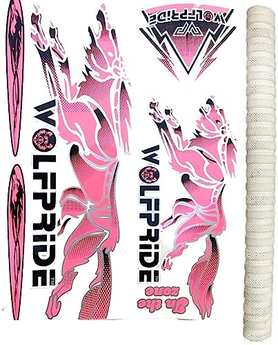Image of IN THE ZONE PINK /WHITE CRICKET BAT STICKER PACK (STICKER+GRIP) Bat Sticker (Multicolor)