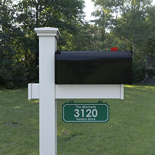 4Ever Products Vinyl Mailbox Post System - Includes Black Steel Mailbox And Custom Address Plate (Green) #TOP2