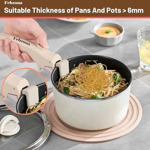 Image of Febzona Universal Pot Handle - Detachable Holder for Cookware, Hot Utensil Vessel Pan Holder - White