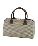 LONDON FOG Women Satchel Carry-On Luggage, Olive Houndstooth, 16 inch