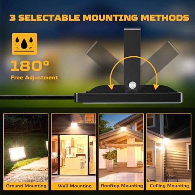 Viugreum 50W LED Flood Light, New Slim Design, IP67 Waterproof Outdoor Floodlights, 4000LM Warm White (2800-3200K), Super Bright Security Wall Light for Garage, Garden, Yard, Square