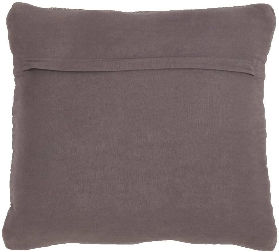 Fennco Styles Woven Chindi Striped Jute Cotton Decorative Throw Pillow 18" W x 18" L – Blue-Grey Cushion for Couch, Bedroom, Living Room and Office Décor