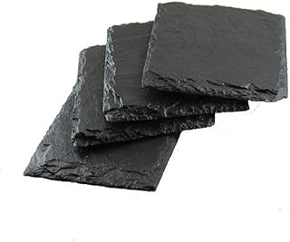 eBuyGB - Sottobicchieri quadrati in ardesia naturale, confezione da 4