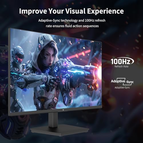 Image of KTC 24 Inch QHD 2560x1440 IPS Computer Monitor, 100Hz Zero-Frame 2K Gaming Office Monitor, Adaptive Sync, HDR10, VESA, Tilt Adjustable, Low Blue Light, DisplayPort, HDMI, H24T27