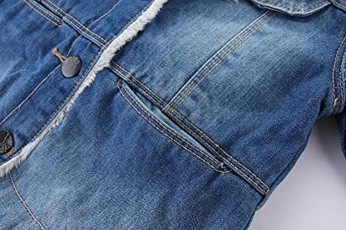Mud Kingdom Toddler Boys Thermal Fur Lined Denim Trucker Jacket Ripped Blue 2T #TOP4