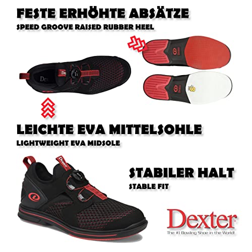 Foto von Bowling-Schuhe mit Wechselsohle | Dexter | DexLite Pro BoA – Leichter atmungsaktiver Sportschuh mit Schnürsystem | Rot - Größe 47 (EU)