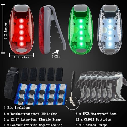 Amzonly 6pcs Navigation Lights for Boats Kayak, LED Safety Light, 3 Types Flashing Mode, Easy Clip-On Kit for Boat Bow, Stern, Mast, Paddles, Pontoon, Kayaking Accessories, Yacht, Red Green White