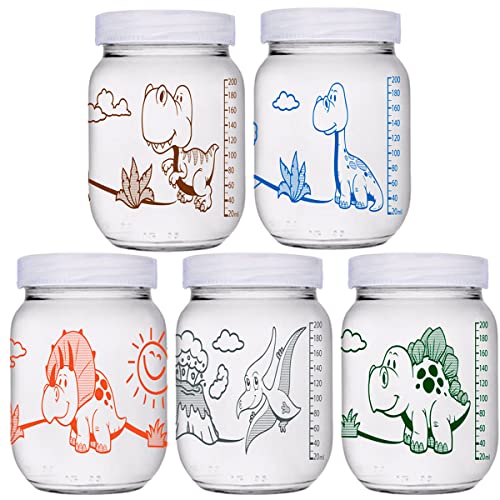 5 Potes de Vidro Armazenar Leite Materno, Graduação 200ml - DINOS267