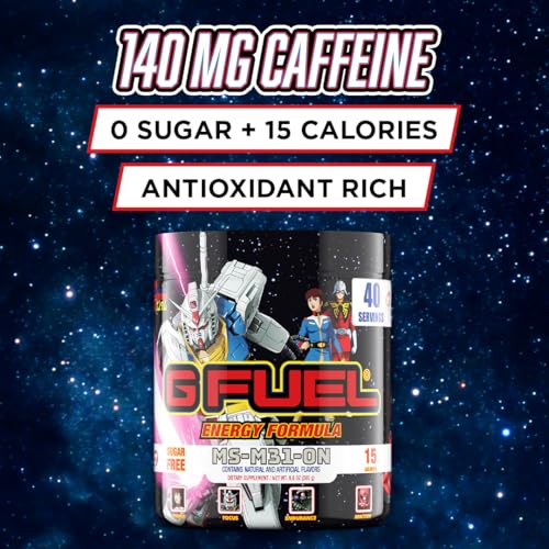 Image of G Fuel MS-M31-0N Energy Drink Powder, Pre Workout Caffeine Mix for Gaming, Sugar Free Focus Amino, Vitamin + Antioxidants, 9.8oz (Ramune Melon, 40 Servings)